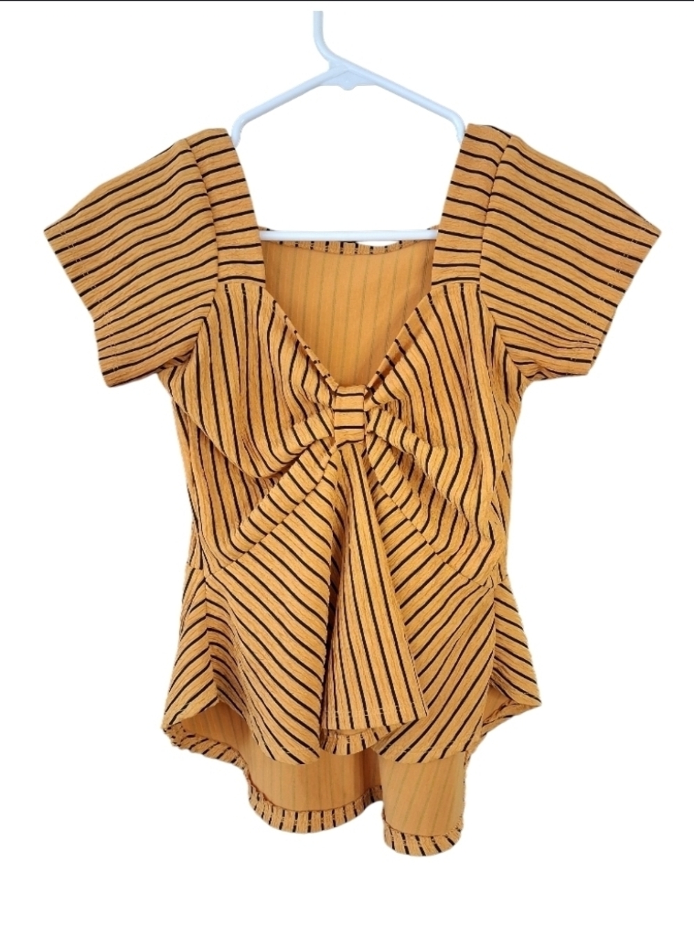 Trendy Striped Knot Bow-Front Women's Peplum Top